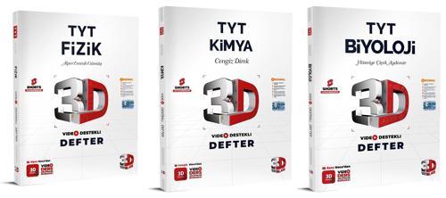 3D Yayınları 2024 Tyt Fizik + Kimya + Biyoloji Video Destekli Defter Seti 3 Kitap