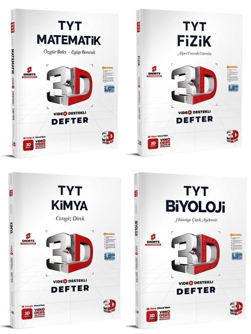 3D Yayınları 2024 Tyt Matematik + Fizik + Kimya + Biyoloji Video Destekli Defter Seti 4 Kitap