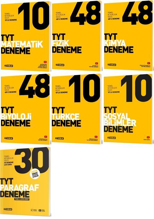 Hız Yayınları Tyt Matematik + Fizik + Kimya + Biyoloji + Türkçe + Sosyal + Paragraf Deneme Seti 7 Kitap