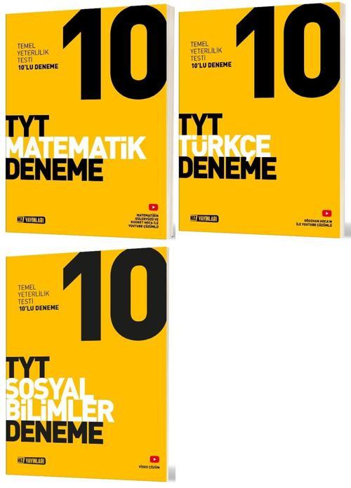 Hız Yayınları Tyt Matematik + Türkçe + Sosyal Deneme Seti 3 Kitap