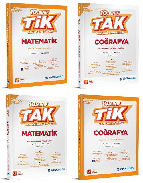Eğitim Vadisi 2026 10. Sınıf Matematik + Coğrafya Tak Tam Anlatım + Tik Tam İzleme Seti 4 Kitap