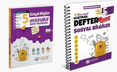 Çanta 2025 5. Sınıf Sosyal Bilgiler Etkinlikli Kazanım Soru Bankası + Defter Seti 2 Kitap