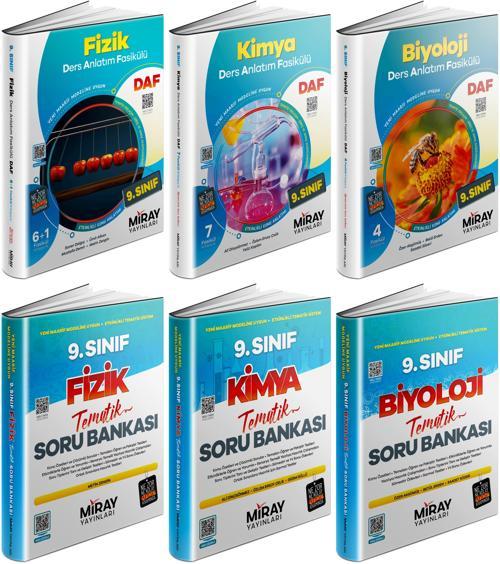 Miray 2025 9. Sınıf Fizik + Kimya + Biyoloji Ders Anlatım Fasikülleri + Tematik Soru 6 Kitap