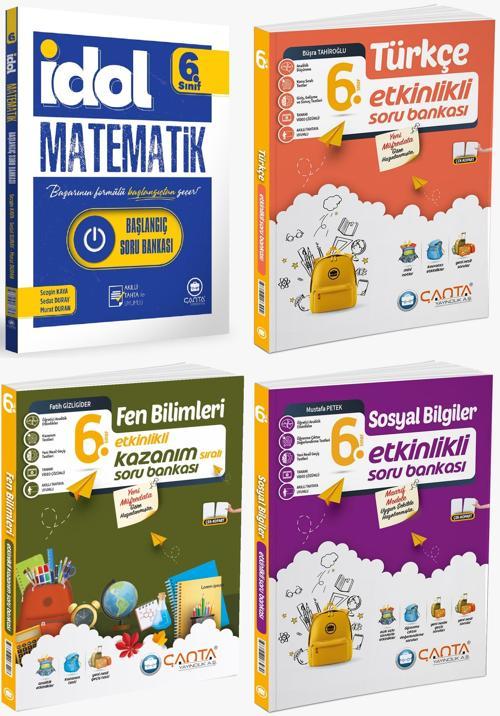 Çanta 2025 6. Sınıf İdol Başlangıç Matematik + Türkçe + Fen + Sosyal Etkinlikli Kazanım Soru Seti 4 Kitap