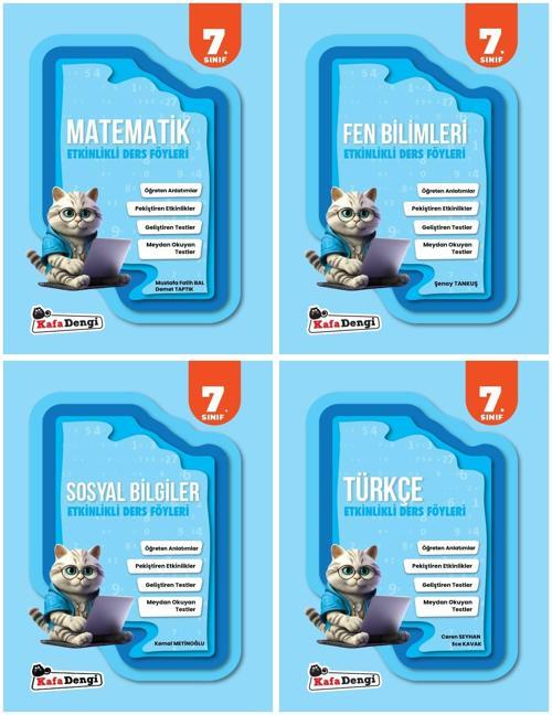 Kafadengi 2025 7. Sınıf Matematik + Türkçe + Fen Bilimleri + Sosyal Bilgiler Etkinlikli Ders Föyleri Seti 4 Kitap
