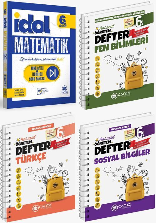 Çanta 2025 6. Sınıf İdol Konu Özetli Matematik + Türkçe + Fen + Sosyal Öğreten Defter Seti 4 Kitap