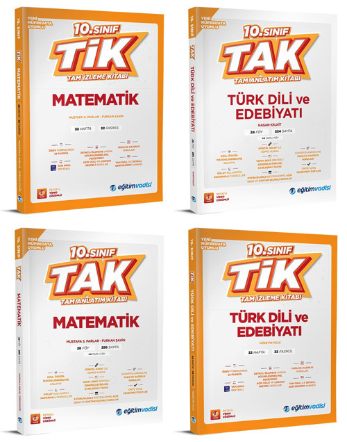Eğitim Vadisi 2026 10. Sınıf Matematik + Edebiyat Tak Tam Anlatım + Tik Tam İzleme Seti 4 Kitap