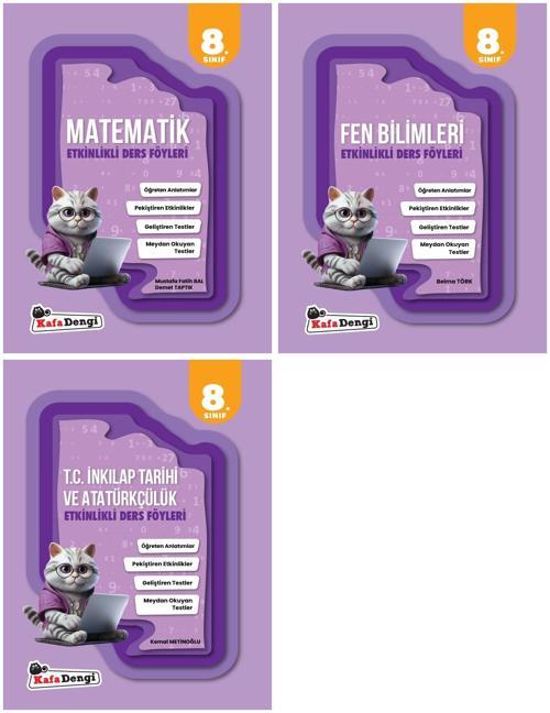 Kafadengi 2025 8. Sınıf Matematik + Fen Bilimleri + İnkılap Tarihi Etkinlikli Ders Föyleri Seti 3 Kitap