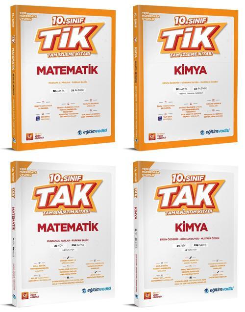 Eğitim Vadisi 2026 10. Sınıf Matematik + Kimya Tak Tam Anlatım + Tik Tam İzleme Seti 4 Kitap