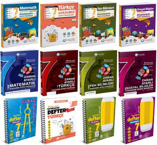 Çanta 2025 7. Sınıf Matematik + Türkçe + Fen + Sosyal + Zaman Ayarlı + Etkinlikli Soru + Defter Seti 12 Kitap