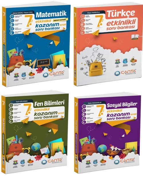 Çanta 2025 7. Sınıf Matematik + Türkçe + Fen + Sosyal Etkinlikli Kazanım Soru Seti 4 Kitap