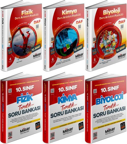Miray 2026 10. Sınıf Fizik + Kimya + Biyoloji Ders Anlatım Fasikülleri + Tematik Soru 6 Kitap