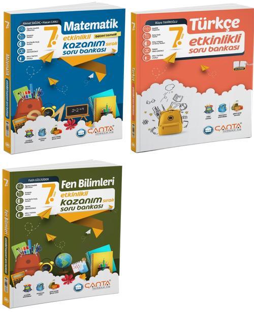 Çanta 2025 7. Sınıf Matematik + Türkçe + Fen Etkinlikli Kazanım Soru Seti 3 Kitap