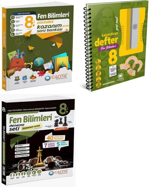 Çanta 2025 8. Sınıf Lgs Fen Bilimleri Etkinlikli Soru + Kazandıran Defter + Kazanım Deneme Seti 3 Kitap