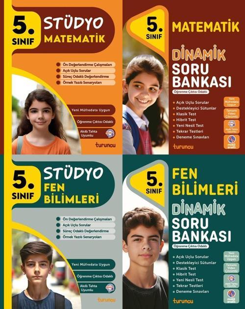 Tudem 2025 5. Sınıf Matematik + Fen Bilimleri Stüdyo Dinamik Soru Bankası Seti 4 Kitap Yeni Müfredat