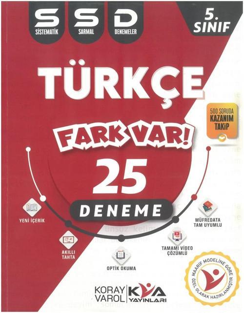 Kva 2025 5. Sınıf Türkçe Sistematik Kazanım Takip Denemeleri Fark Var 25 Deneme
