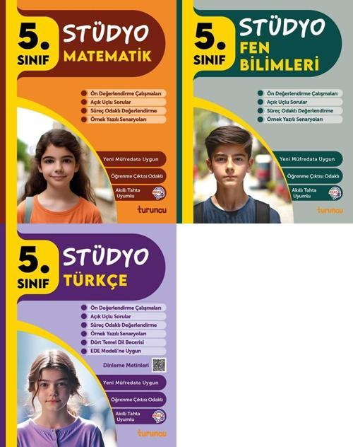 Tudem 2025 5. Sınıf Matematik + Türkçe + Fen Bilimleri Stüdyo Soru Bankası Seti 3 Kitap Yeni Müfredat