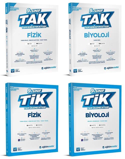 Eğitim Vadisi 2025 9. Sınıf Fizik + Biyoloji Tak Tam Anlatım + Tik Tam İzleme Seti 4 Kitap