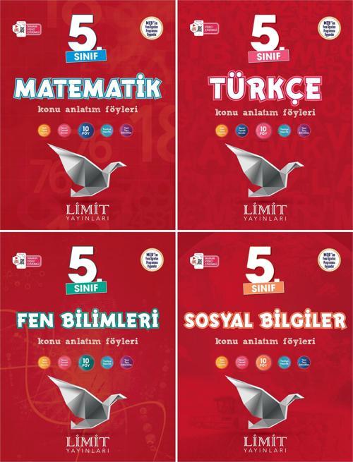 Limit 2025 5. Sınıf Matematik + Türkçe + Fen + Sosyal Konu Anlatım Seti 4 Kitap Güncel Müfredat