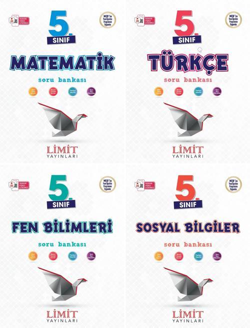 Limit 2025 5. Sınıf Matematik + Türkçe + Fen + Sosyal Soru Bankası Seti 4 Kitap Güncel Müfredat