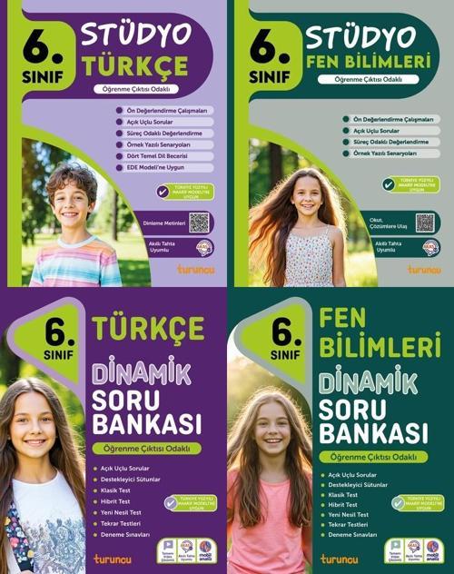 Tudem 2026 6. Sınıf Türkçe + Fen Bilimleri Stüdyo Dinamik Soru Bankası Seti 4 Kitap Yeni Müfredat