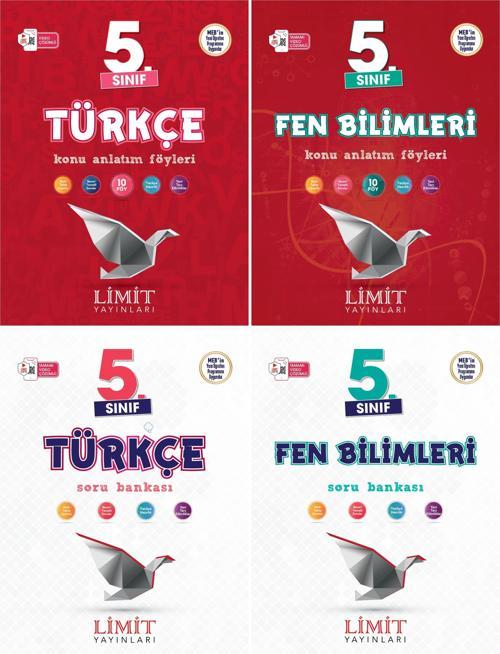Limit 2025 5. Sınıf Türkçe + Fen Bilimleri Konu Anlatım + Soru Seti 4 Kitap Güncel Müfredat