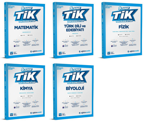 Eğitim Vadisi 2025 9. Sınıf Matematik + Edebiyat + Fizik + Kimya + Biyoloji Tik Tam İzleme Seti 5 Kitap