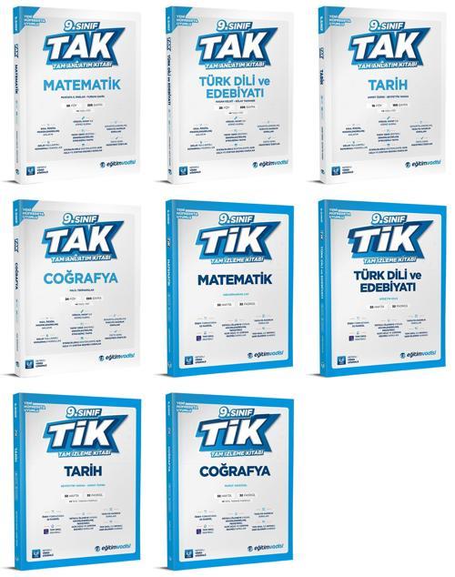 Eğitim Vadisi 2025 9. Sınıf Matematik + Edebiyat + Tarih + Coğrafya Tak Tam Anlatım + Tik Tam İzleme Seti 8 Kitap