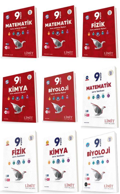 Limit 2025 9. Sınıf Matematik + Fizik + Kimya + Biyoloji Kaf + Soru Seti 9 Kitap Güncel Müfredat