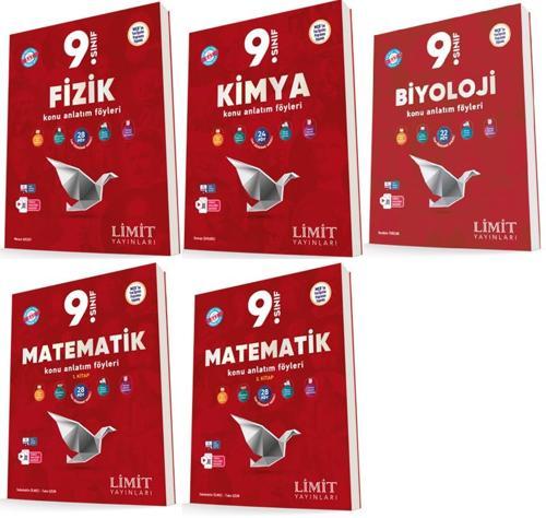 Limit 2025 9. Sınıf Matematik + Fizik + Kimya + Biyoloji Kaf Seti 5 Kitap Güncel Müfredat