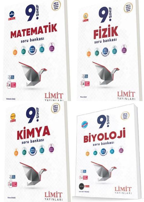 Limit 2025 9. Sınıf Matematik + Fizik + Kimya + Biyoloji Soru Seti 4 Kitap Güncel Müfredat
