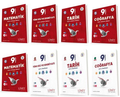 Limit 2025 9. Sınıf Matematik + Türk Dili + Tarih+ Coğrafya Kaf + Soru Seti 9 Kitap Güncel Müfredat