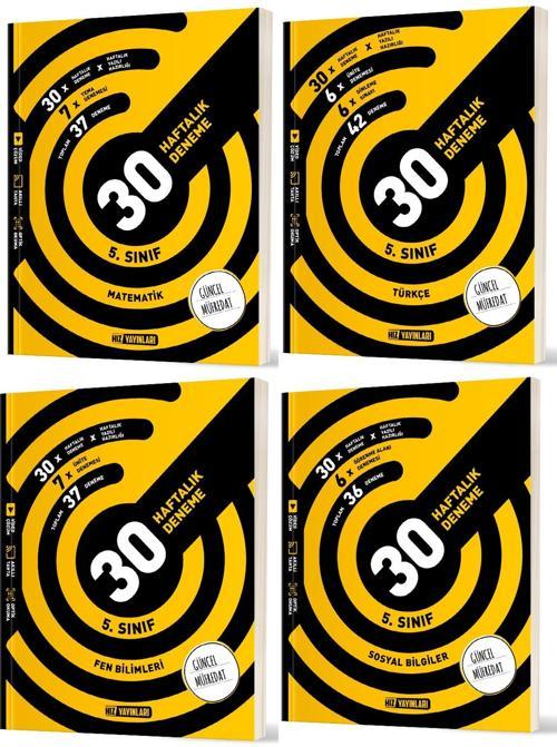 Hız 2025 5. Sınıf Matematik + Türkçe + Fen + Sosyal Haftalık Deneme Seti 4 Kitap