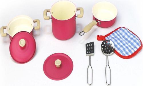 Vardem 8 Parça Pembe Emaye Tencere Tava Seti 1818-6A