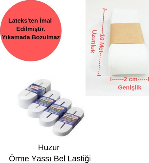 Beyaz Don Lastiği 2 cm Yassı Bel Paça Lastik Maske Lastiği