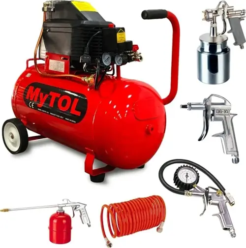 50 Litre Hava Kompresörü 2 Hp 8 Bar ve 5Li Havalı Set