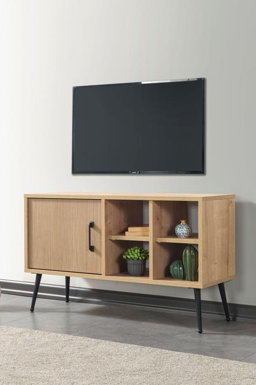 3110 Şile Metal Ayaklı Metal Kulplu 100 Cm Tv Ünitesi - Ahşap Safir
