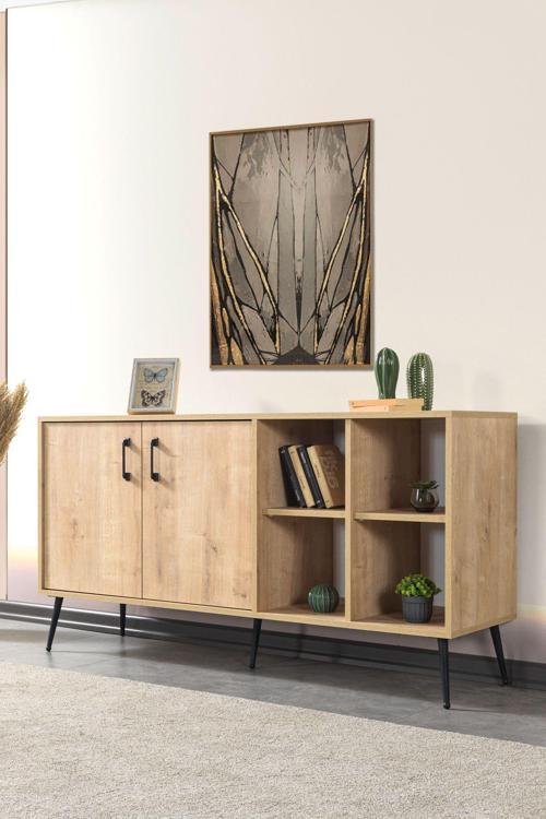 4608 Şile Metal Ayaklı Metal Kulplu 160 Cm Konsol - Yemek Odası Safir