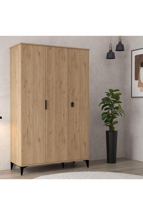 6301 Neva 3 Kapılı 200 Cm Gizli Çekmeceli Gardırop , Elbise Dolabı , Genç Odası Sepet
