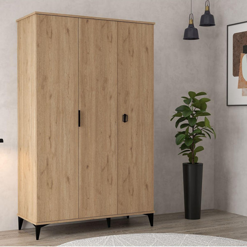 6301 Neva 3 Kapılı 200 Cm Gizli Çekmeceli Gardırop , Elbise Dolabı , Genç Odası Sepet