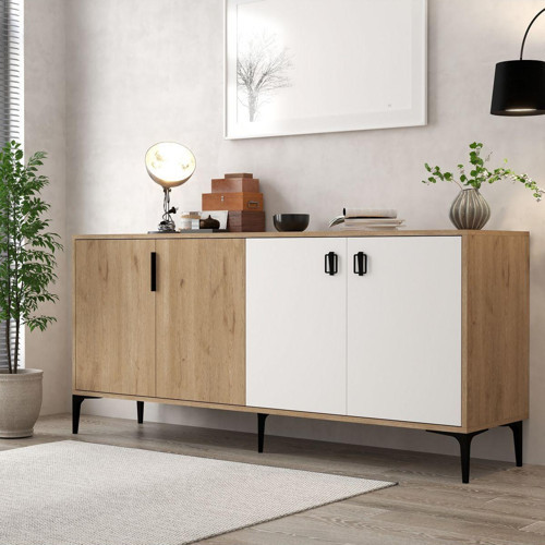 4003 Neva Konsol 180 Cm Natural- Beyaz Tv Ünitesi - Yemek Odası - Kahve Köşesi