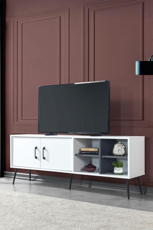 3612 Şile Metal Ayaklı Metal Kulplu 160 Cm Tv Ünitesi - Beyaz