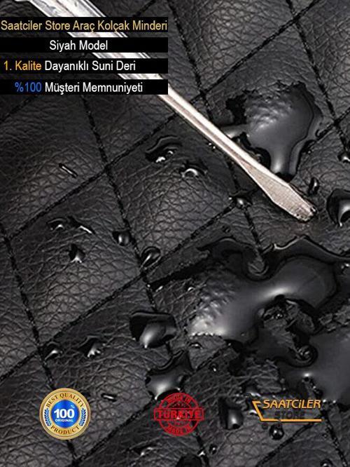 Mazda Rx8 İle Uyumlu Deri Oto Kolçak Kılıfı Örtüsü Capitone Süngerli Siyah Nakışlı