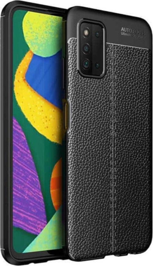 Galaxy A03s Kılıf Niss Silikon Deri Görünümlü Siyah