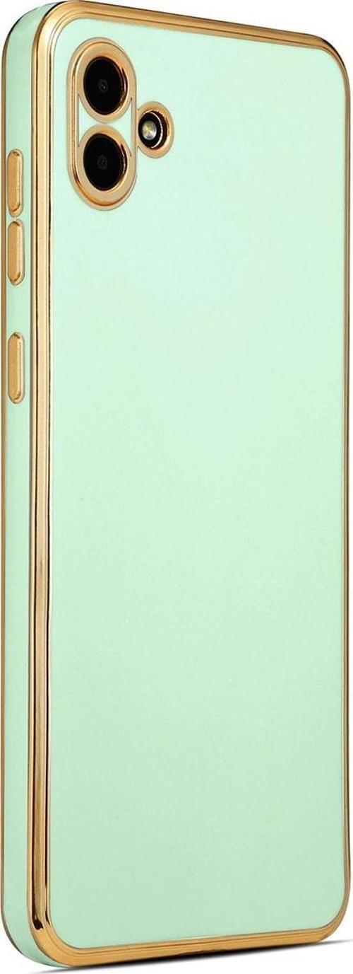 Galaxy A04 Ile Uyumlu Kılıf Gold Kenar Pastel Renkli Halcyon Z-bark Kapak Açık Yeşil