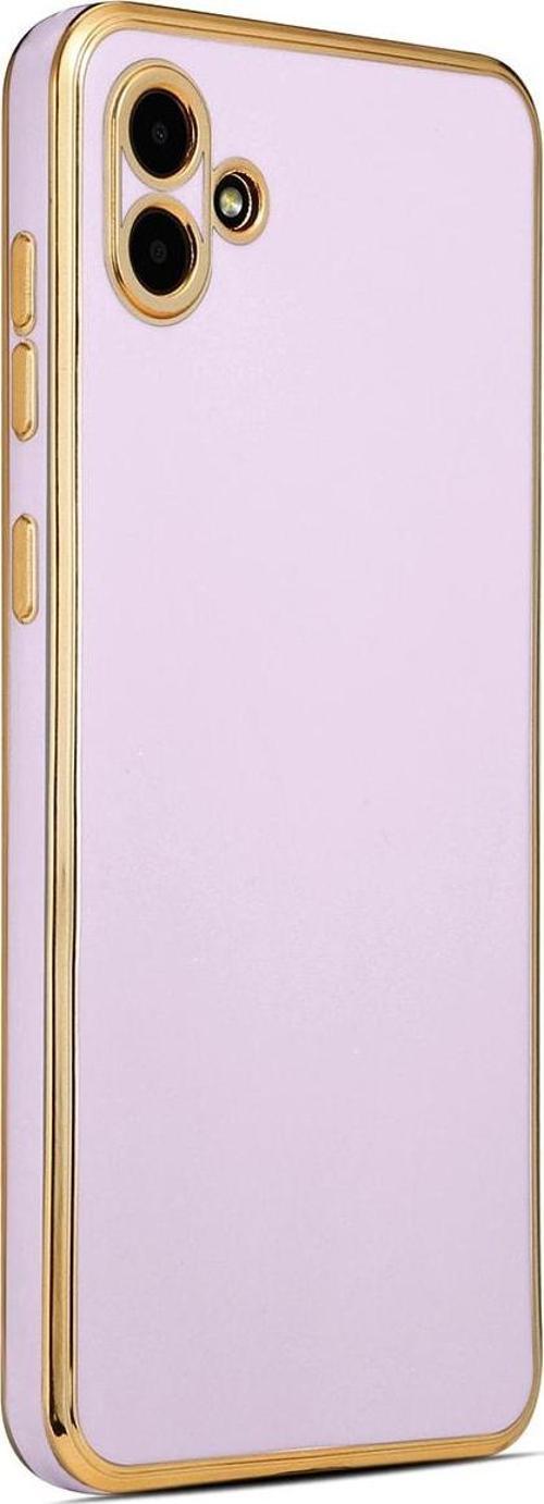 Galaxy A04 Ile Uyumlu Kılıf Gold Kenar Pastel Renkli Halcyon Z-bark Kapak Lila