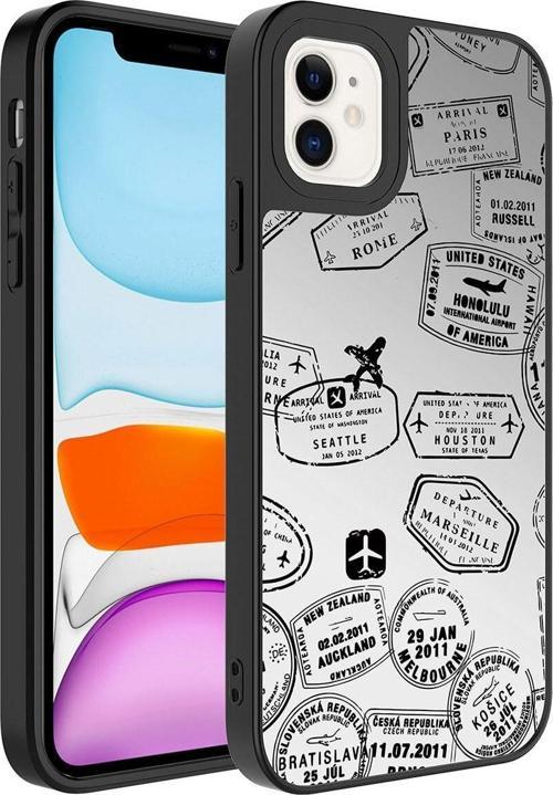 Apple Iphone 11 Ile Uyumlu Aynalı Seyahat Desenli Kamera Korumalı Parlak Z- Mirror Kapak