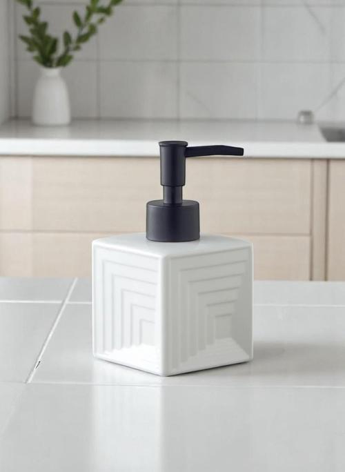 Dekoratif Seramik Sıvı Sabunluk Beyaz 4857