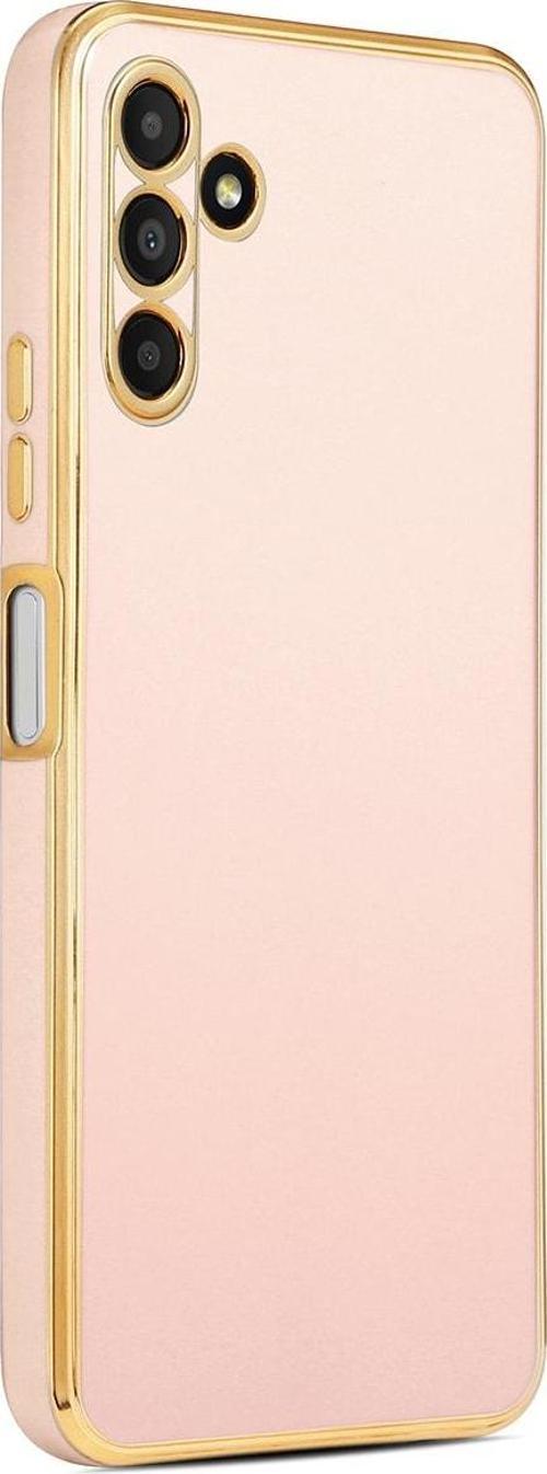 Galaxy A04s Ile Uyumlu Kılıf Gold Kenar Pastel Renkli Halcyon Z-bark Kapak Rosegold