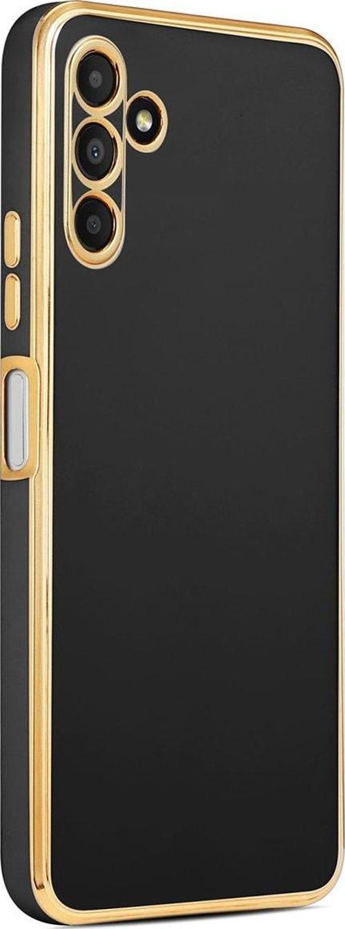 Galaxy A04s Ile Uyumlu Kılıf Gold Kenar Pastel Renkli Halcyon Z-bark Kapak Siyah